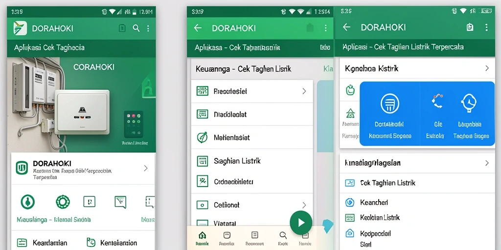 Tampilan antarmuka DORAHOKI untuk cek tagihan listrik.