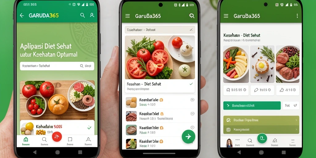 Tampilan antarmuka pengguna aplikasi Diet Sehat GARUDA365.