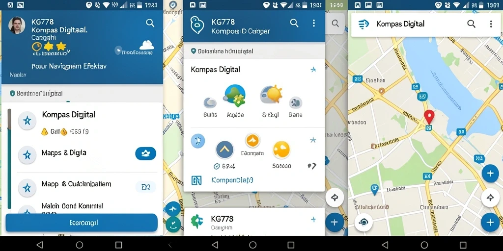 Antarmuka KG778 memperlihatkan fungsi Kompas Digital yang user-friendly.