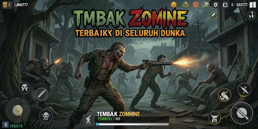 Tampilan antarmuka LANGIT77 saat menghadapi serangan zombie.