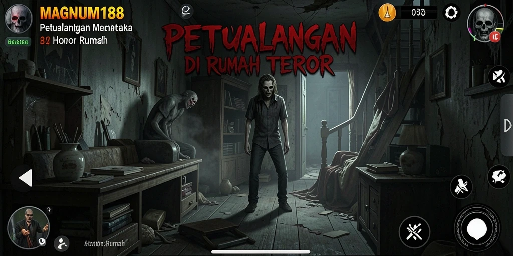 Tampilan antarmuka MAGNUM188 dengan nuansa horor yang intens.