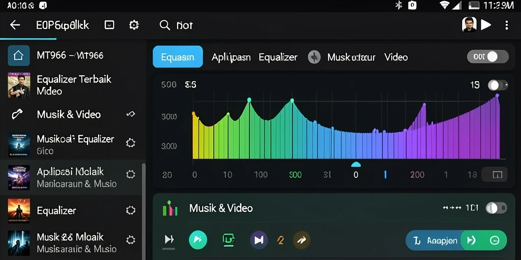 Tampilan antarmuka aplikasi Equalizer MT966 yang modern dan menarik.