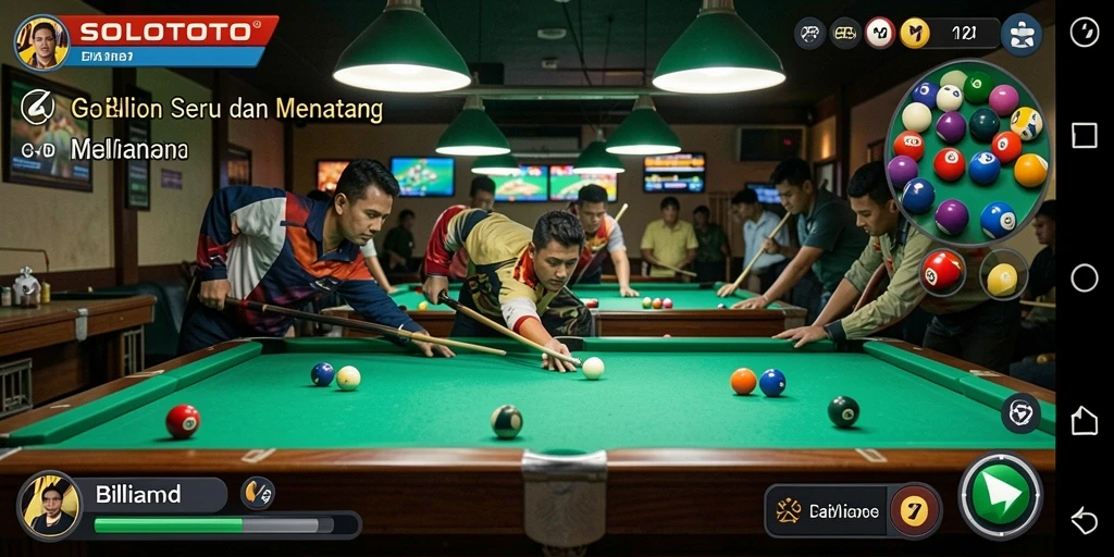 Tampilan antarmuka Game Billiard SOLOTOTO yang menarik dan mudah digunakan.